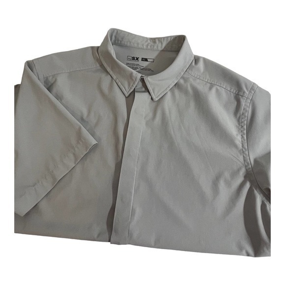 MSX by Michael Strahan‎ Mens Short Sleeve Button Up Casual Gray Shirt Size XL - Picture 1 of 4